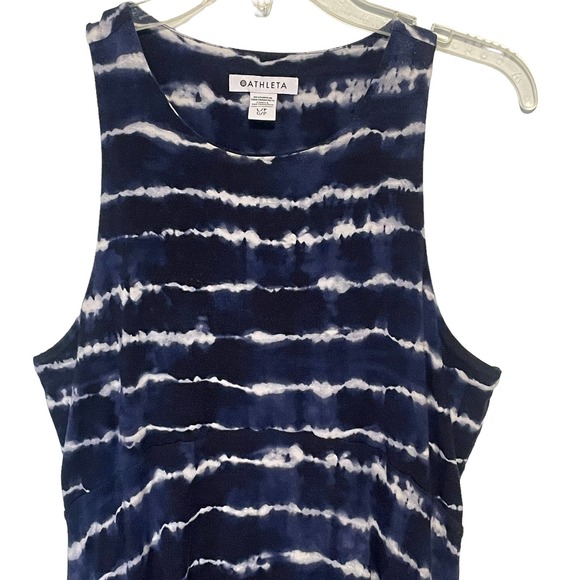Athleta Santorini Thera Printed Dress Women’s Navy & White Tie Dye Size LP - Picture 10 of 16